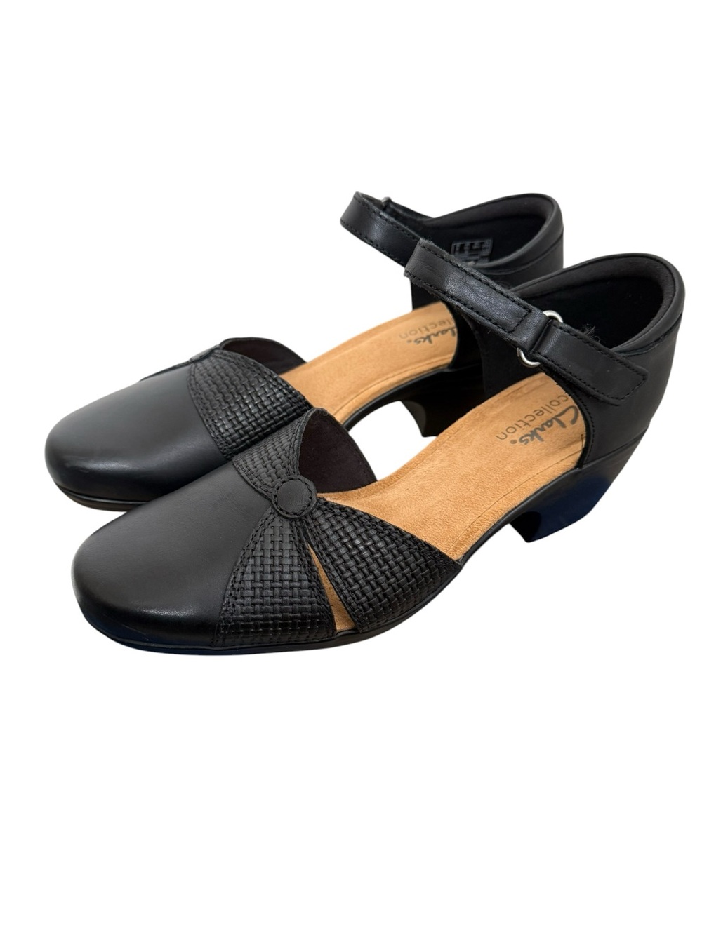 Clarks Black Leather Mary Jane Comfort Heels Emily Rae 8.5M